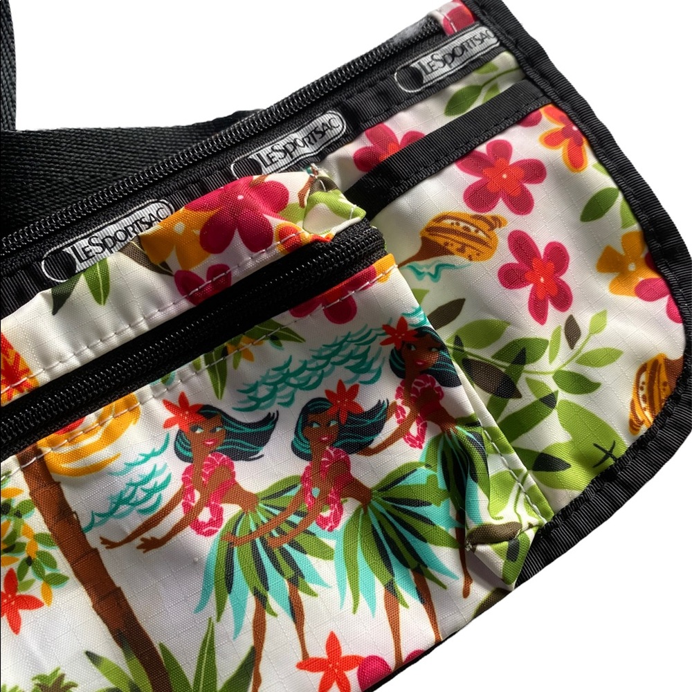 Vintage LeSportSac Double Zip Fanny Pack Belt Bag Waist Pack Hawaii Hula RARE